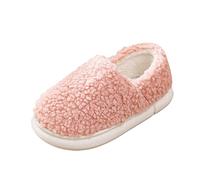 Maskjuwio Women's Closed Winter Warm Slippers Plush Slippers Fluffy Slippers Soft Comfortable Slippers Plain Fuzzy Slippers Warm Lined Slippers Flat Slippers, pink, 5 UK