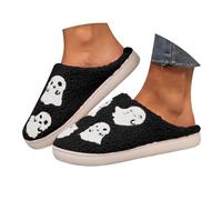 Maskjuwio Women's Warm Lined Slippers 39 Halloween Slippers Plush Slippers Fluffy Slippers Funny Slippers Soft Soles Slippers Terry Cloth Slippers Non-Slip, black, 10 UK