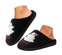 Maskjuwio Women's Winter Slippers 43, Slippers Halloween Slippers Platform Slippers with Soft Soles Slippers Warm Plush Slippers Non-Slip Slippers Indoor and Outdoor Slippers, black, 9 UK