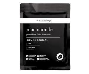 MASKOLOGY NIACINAMIDE Professional Sheet Mask Pack of 1 | Face Masks Skincare for Blemish Control | CICA & Chia seed | Anti Aging Formula | Face Masks Sheet |
