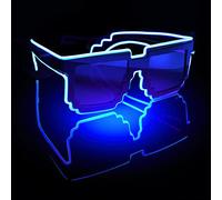 Masks Costume Cordless Rave Mode Sunglasses Glasses DJ Neon Party Up Glowing With 4 Light creepy Mask(Blue,One Size)