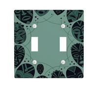 Masks Double Light Switch Cover Plate, Ethnic Modern Faces Patterns N/a Green Plastic Standard Size Toggle Light Switch Cover for Living Room Bedroom Home Office Decor