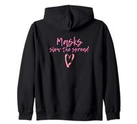 Masks Slow The Spread Cute Pink Heart Face Mask For Girls Zip Hoodie