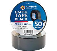 Masksman 50mmx50m Waterproof Adhesive Heavy duty 50Meter Gaffer Cloth Duct Tape binding Marking sealing packing black Tape