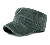 Masktide Oversize XXL Mens Washed Cotton Military Cadet Army Caps Basic Everyday Womens Classic Vintage Style Flat Top Hats, Olive, XL-XXL