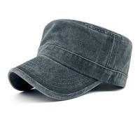 Masktide Oversize XXL Mens Washed Cotton Military Cadet Army Caps Basic Everyday Womens Classic Vintage Style Flat Top Hats, Darkgrey, XL-XXL