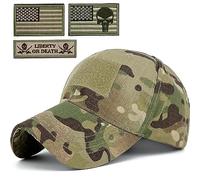 Masktide Tactical Camo Hat with American Flag Skull Patch, Woodland-lg, One size