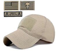 Masktide Tactical Military Mens Camo Baseball Hat with American Flag Skull Patch Patriotic Operator Camouflage Cap for Women, Army-khaki-bk, One size