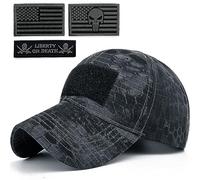 Masktide Tactical Military Mens Camo Baseball Hat with American Flag Skull Patch Patriotic Operator Camouflage Cap for Women, Python-bg, One Size
