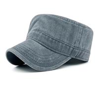 Masktide Washed Cotton Military Hat Cadet Cap Army Flat Top Basic Everyday