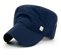 Masktide Water Resistant Cadet Caps for Women Army Military Hats for Men Quick Dry Flat Top Dad Cap, Navy, One Size
