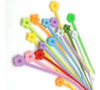 Maslasee 30 Pcs Cable Ties, Reusable Cable Ties Silicone Cable Ties, Reusable Zip Ties & Bag Ties, Cable Ties Reusable with Star & Flower Design