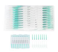Maslasee 300 PCS 2 in 1 Toothpicks, Floss Picks with Case Dental Floss Picks Dental Floss Sticks Dental with Silicone Brush Head for Teeth Cleaning Tooth Floss Green