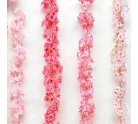 Maslasee 4 PCS Artificial Flowers for Decoration, Cherry Blossom Garland, 180cm Pink Flower Vine for Spring Decorations, Party, Wedding, Home Decoration, Flower Wall & Staircase (pink-02)