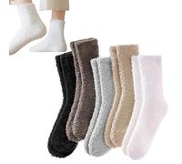 Maslasee 5 Pairs Fluffy Socks for Women, Soft Fuzzy Bed Socks, Comfy Home Slipper Socks, Cozy Plush Socks, Ideal Gift for Mother's Day Thanksgiving