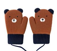 Maslasee Baby Mittens, Brown Bear Thermal Knitted Toddler Gloves & Baby Gloves with Anti-Lost String for Infant Toddler baby 3-5 Years, Fleece Lined Winter Mittens for Cold Weather