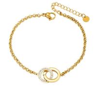 Maslasee Friendship Bracelets Non Tarnish Charm, 14K Gold Bracelets for Women Hypoallergenic Dainty 925 Sterling Silver Bracelet Bestie Best Friend Mother Birthday Christmas Gifts for Women