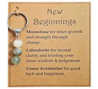 Maslasee Good Luck at University Card,Good Luck Gifts Elegant Crystal Moonstone Keychain with Inspirational Lucky Charms Keyring for New Beginnings Perfect Congratulations and Leaving Gifts