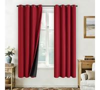 Maslasee Modern Faux Linen Blackout Curtains Thermal Insulated Eyelet Curtains For Bedroom Living Room, 100% Darkness For Better Sleep (W 52" x L 84" (2 Panels))