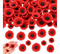 Maslasee Remembrance Day Decorations, 75 PCS Poppies, Artificial Poppy Flowers for Poppies for Remembrance Day Poppies for Memorial Day, Veterans Day, Wedding, Home Garden, And Grave Decor (3 Sizes)