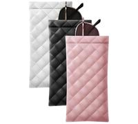 Maslasee Slim Glasses Case Case For Women And Men 3pcs Leather Glasses Pouch, Squeeze Top Open Sunglasses Case, Portable Protective Spectacle Cases Travel Organizer