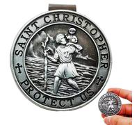 Maslasee St Christopher Car Visor Clip Zinc Alloy Saint Christopher Medal, Ideal New Driver Gift for Dad, Protective Visor Clip for Family & Friends