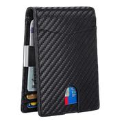 Maslasee Wallets for Men UK, The Perfect Minimalist Mens Wallets & Gifts for Men. RFID Blocking Bifold Credit Card Holder with 2 Id Windows, Carbon Fiber Black (Black Card Bag)