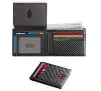 Maslasee Wallets for Men UK, The Perfect Minimalist Mens Wallets & Gifts for Men. RFID Blocking Bifold Credit Card Holder with 2 Id Windows, Carbon Fiber Black