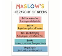 Maslow's Hierarchy Of Needs Classroom Poster - Self Actualization Poster - Self Growth - Mental Health - 12 x 18 Inch - Classroom Decor - Classroom Must Haves - Back To School Decor - CPS0161