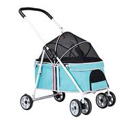 MASME Premium Dog Strollers for Small Dogs Clearance Pet Gear Stroller No-zip Pet Strollers for Cats/Dogs, Dog Strollers within 20kg Dog Prams Pushchairs with Adjustable Awning (Color : Blue)