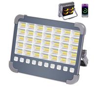 Masmejor 100W LED Rechargeable Work Light, 10000-lumen Solar Work Light, LED Spotlight with USB Port, Portable Floodlight with 5 Modes, for Camping, Hiking, Fishing, Emergency Use and Car Maintenance