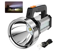 Masmejor LED Rechargeable Torch 2000 Lumens Super Bright, 10000mAh Handheld Flashlight with 6 Modes, IPX4 Waterproof, Portable Spotlight for Camping, Hiking, Emergency, Power Cuts& Outdoor Activities