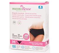 Masmi Highly Absorbent Washable Reusable Period Pants, Equivalent to 4 tampons, GOTS Organic Cotton, 100 Washes (Medium), Black