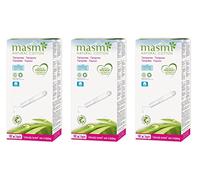 Masmi Light Applicator Tampons Organic Cotton, Plastic Free, 100% Biodegradable, Perfume, Hypoallergenic, Chlorine and Dioxin Free (Three Boxes of 16)
