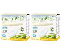 Masmi Ultra Thin Day Pads with Wings Individually Wrapped Certified Organic Cotton Hypoallergenic Biodegradable Perfume Viscose Rayon Chlorine and Dioxin Free… (Twin Pack)