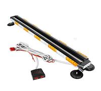MASO 20Ft LED Strobe Rooftop Flashing Light Bar High Visibility, High Intensity Emergency Hazard Warning Beacon Lights Magnetic Base, Fit 12-24V Vehicle - Amber/White/Amber/White Light