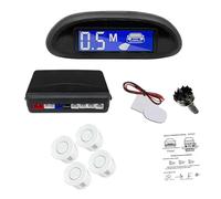 MASO 4 Sensors Car Parking Assistance Reversing Radar LED Display Sound Warning White, Car Reversing Radars System, Front/Rear LED Display 12V Car Vehicle Reverse Backup Radar System