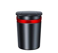 MASO Car Ashtray with Lid and LED (Induction Hole Design) Car Ashtray ABS+Metal, Silver/Red/Black