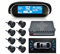 MASO Car Parking Sensor Dual-core Front and Rear View Reverse Radar System LCD Display Kit N8P4L Four Voice Switchable with 8 Black Sensor