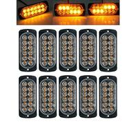 MASO Emergency Strobe Lights for Trucks, Amber Recovery Car 12 LEDs Lighting Bar Orange Grill Breakdown Flashing 12/24V Pack of 10