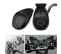 MASO Motorbike Audio Speaker Motorcycle Bluetooth Wireless MP3 Music Player Waterproof FM Radio Power Amplifier System with LED Light(2PCS Black)