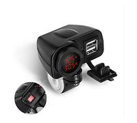 MASO Motorcycle USB Charger,Motorbike Dual Ports Power Socket Waterproof Power Adapter 12V Voltage Temperature Display