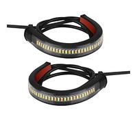 MASO Waterproof Flashing Blinker Daytime Driving Lights, 12V Motorcycle Flowing Amber LED Fork Turn Signal Strip Lights Lamps Bars Compatible with Harley-Davidson