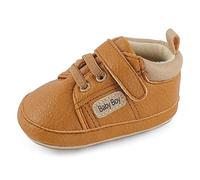 MASOCIO Baby Shoes Boys First Walking Toddler Trainers Pre Walker Steps Boy Infant Size 4 UK Child Brown 12-18 Months