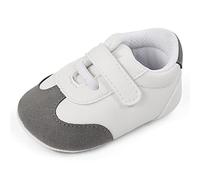 MASOCIO Baby Shoes Boys Girls First Walking Toddler Trainers Pre Walker Steps Boy 0 Infant Size 2 UK Child White Grey 3-6 Months