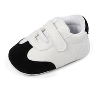 MASOCIO Baby Shoes Boys Girls First Walking Toddler Trainers Pre Walker Steps Boy 0 Infant Size 2 UK Child White Black 3-6 Months