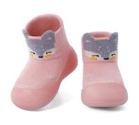 MASOCIO Baby Sock Shoes Toddler Girl First Walking Pre Walkers Soft Rubber Sole Pram Crawling Slipper Shoes Infant Size 6.5 UK Child Non Slip 2-3 Years Pink