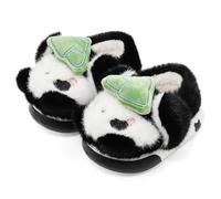 MASOCIO Kids Slippers Boys Girls Fluffy Novelty Slippers Toddler Children Plush Cute Winter Funny House Shoes Animal Infant Size 10 10.5 UK Child Pandas Black 4