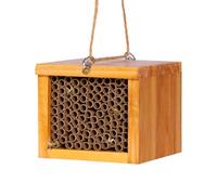 Mason Bee House Wax Coated Bee Hive,Carpenter Bee House for The Garden, Solitary Bee Hotel Waterproof,Natural Handmade Wooden Mason Bee Box Tiny Home,Attracts Peaceful Bee Pollinators,Bee Keeping Gift