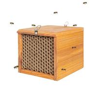 Mason Bee House Wax Coated Bee Hive,Carpenter Bee House for The Garden, Solitary Bee Hotel Waterproof,Natural Handmade Wooden Mason Bee Box Tiny Home,Attracts Peaceful Bee Pollinators,Bee Keeping Gift